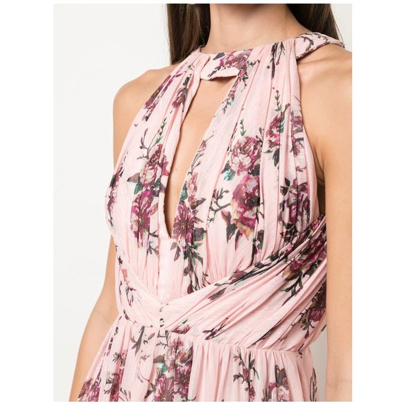 Marchesa Notte Bridesmaids Blush Floral Halter Gown - Picture 3 of 15